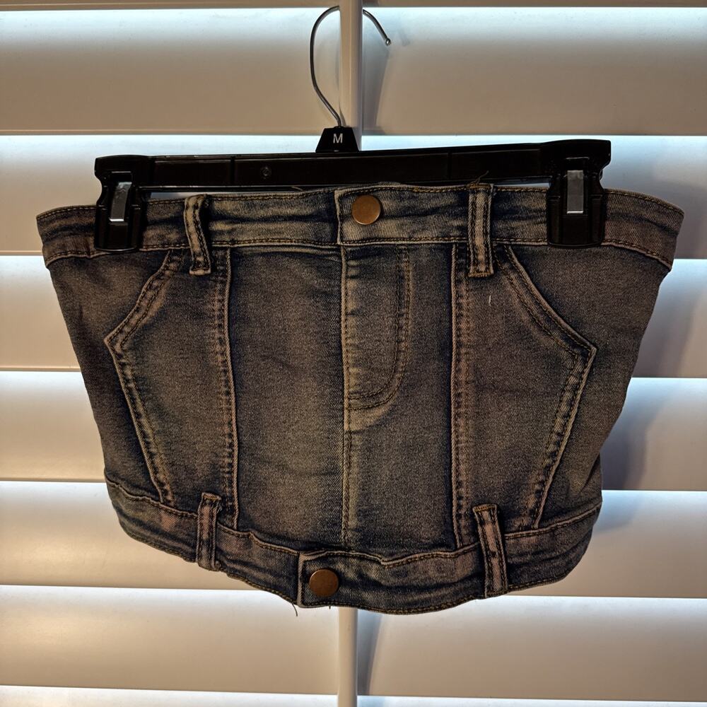 American Bazi Double Waist Denim Tube Top Size Small